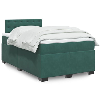 Box Spring Postel S Matrací Samet Tmavě Zelená