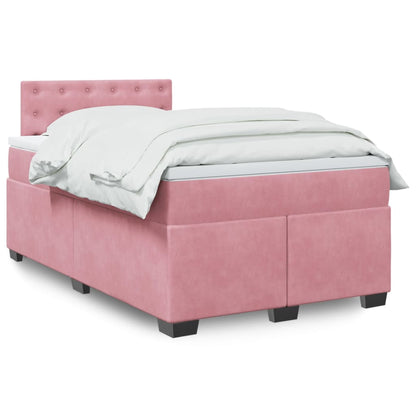 Box Spring Postel S Matrací Samet Růžová