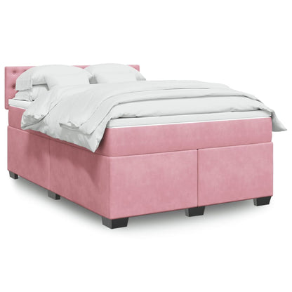 Box Spring Postel S Matrací Samet Růžová