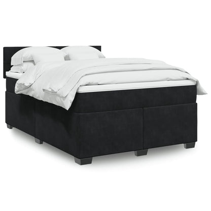 Box Spring Postel S Matrací Černá Samet Černá