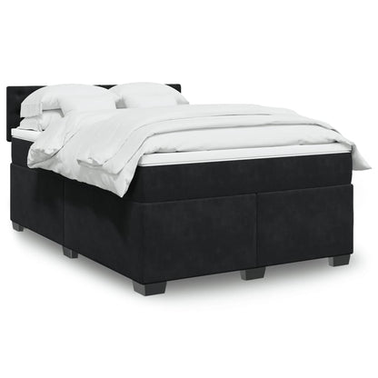 Box Spring Postel S Matrací Černá Samet Černá