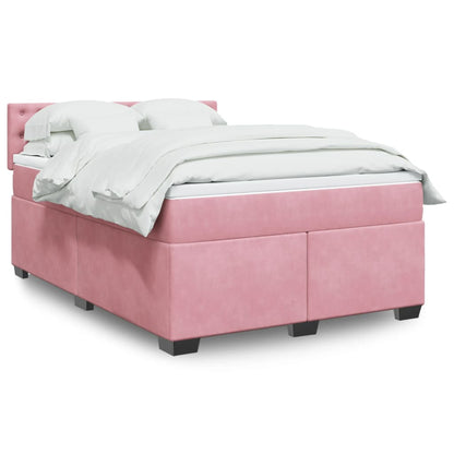 Box Spring Postel S Matrací Samet Růžová