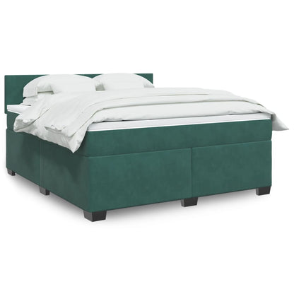 Box Spring Postel S Matrací Samet Tmavě Zelená