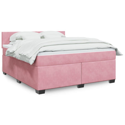 Box Spring Postel S Matrací Samet Růžová