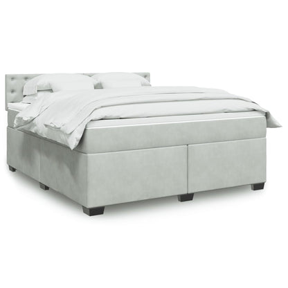 Box Spring Postel S Matrací Samet Světle Šedá