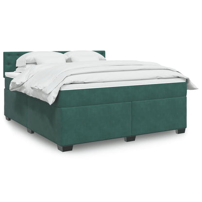 Box Spring Postel S Matrací Samet Tmavě Zelená