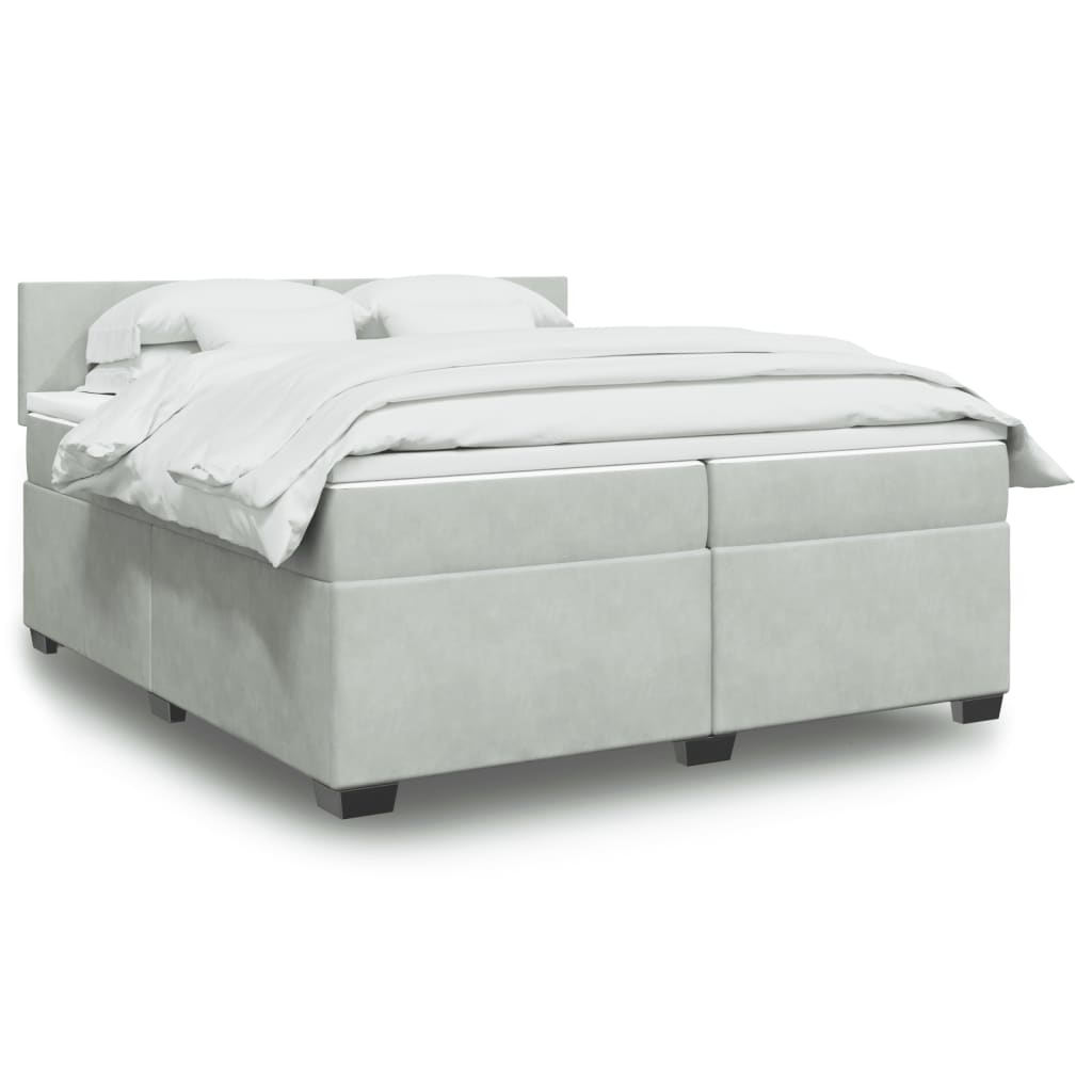 Box Spring Postel S Matrací Samet Světle Šedá