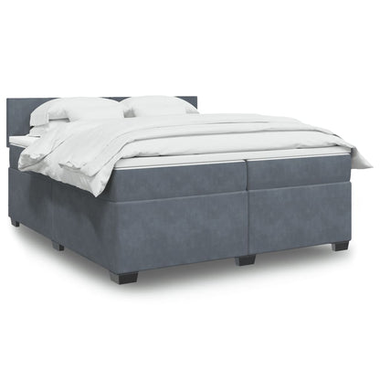 Box Spring Postel S Matrací Samet Tmavě Šedá