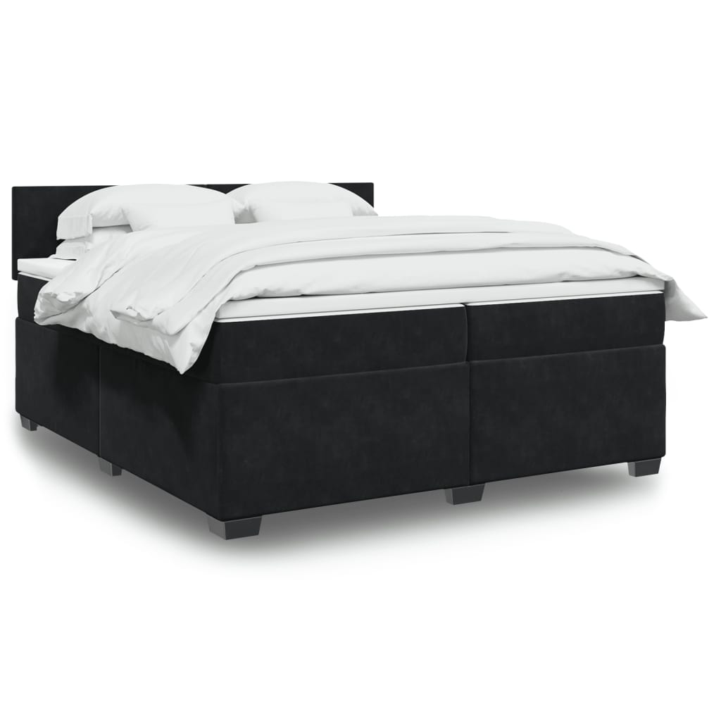 Box Spring Postel S Matrací Černá Samet Černá