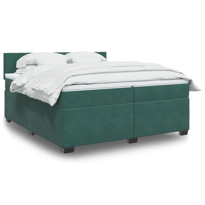 Box Spring Postel S Matrací Samet Tmavě Zelená