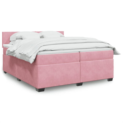 Box Spring Postel S Matrací Samet Růžová