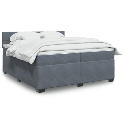 Box Spring Postel S Matrací Samet Tmavě Šedá