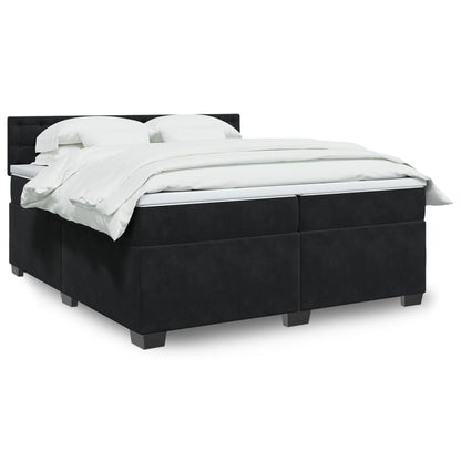 Box Spring Postel S Matrací Černá Samet Černá
