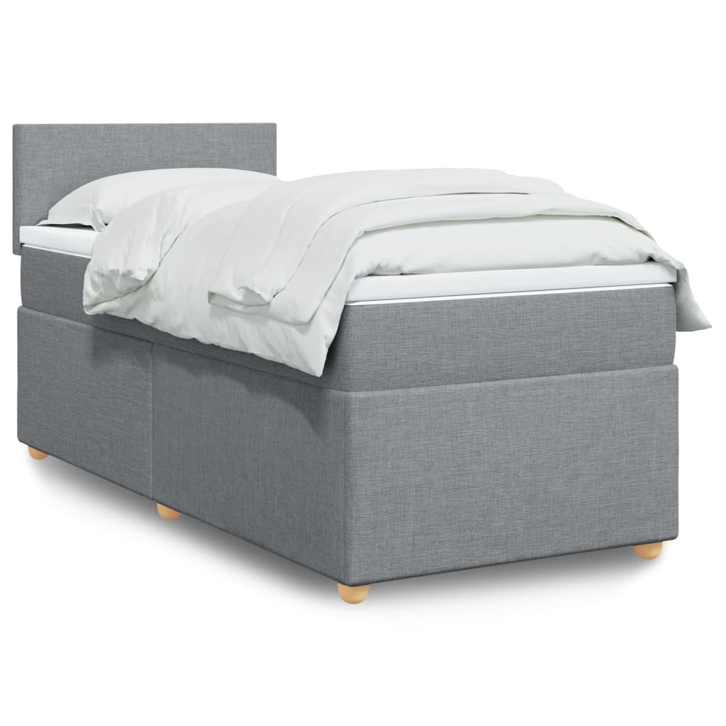Box Spring Postel S Matrací Textil Světle Šedá