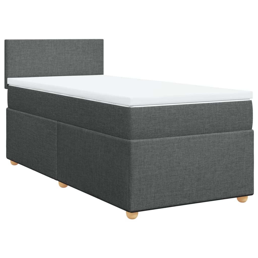 Box Spring Postel S Matrací Textil Tmavě Šedá