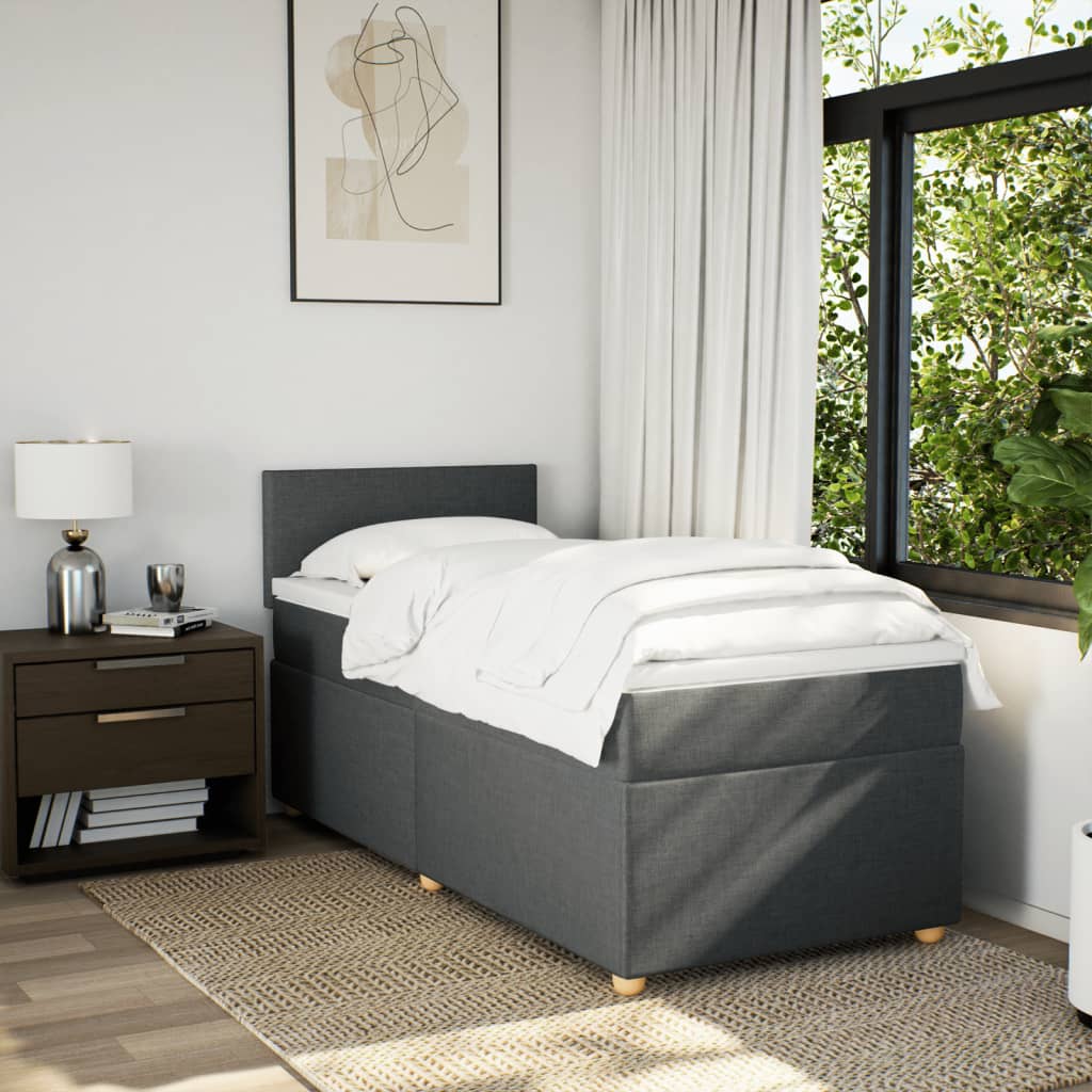 Box Spring Postel S Matrací Textil Tmavě Šedá