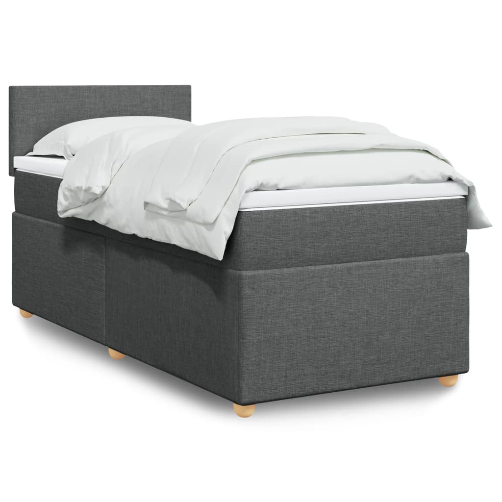 Box Spring Postel S Matrací Textil Tmavě Šedá