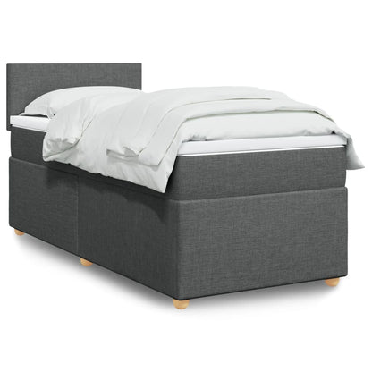 Box Spring Postel S Matrací Textil Tmavě Šedá
