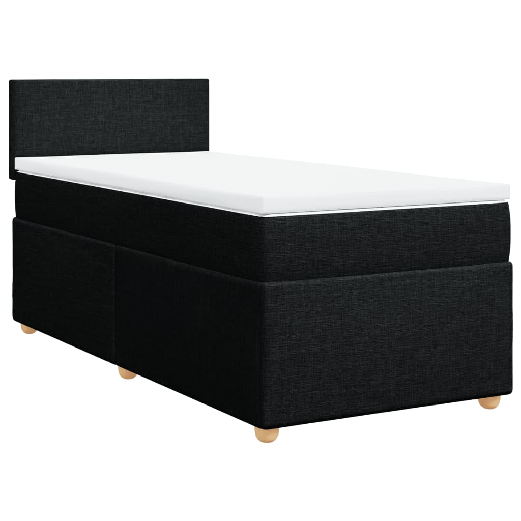 Box Spring Postel S Matrací Černá Textil Černá
