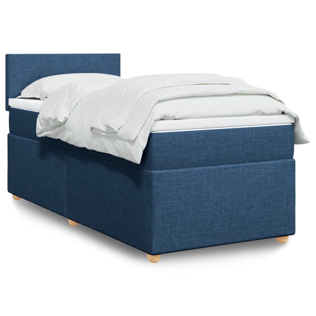 Box Spring Postel S Matrací Textil Modrá