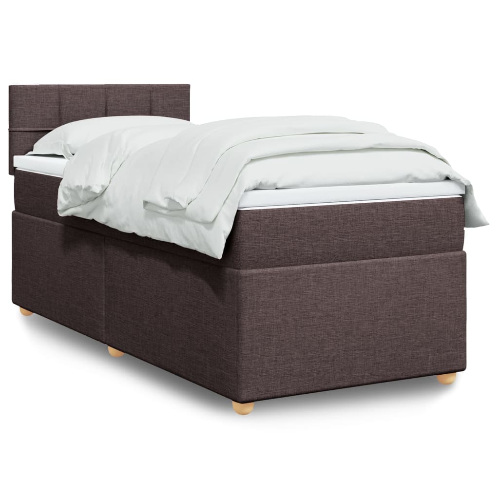 Box Spring Postel S Matrací Tmavě Hnědá 80X200 Cm Textil