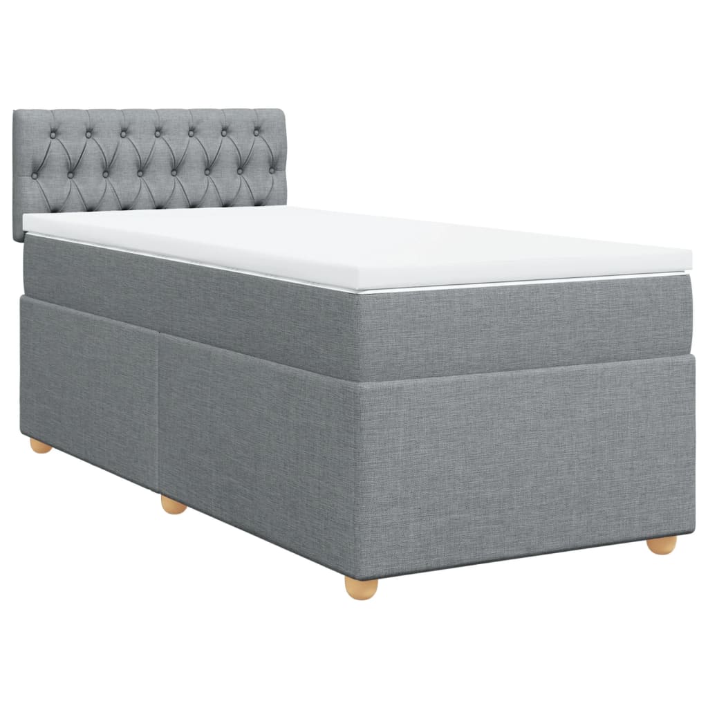 Box Spring Postel S Matrací Textil Světle Šedá