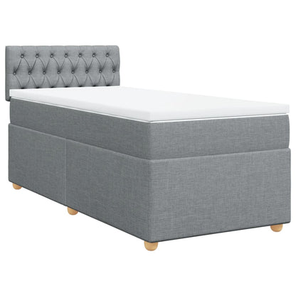 Box Spring Postel S Matrací Textil Světle Šedá