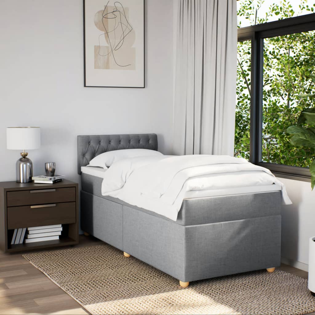Box Spring Postel S Matrací Textil Světle Šedá
