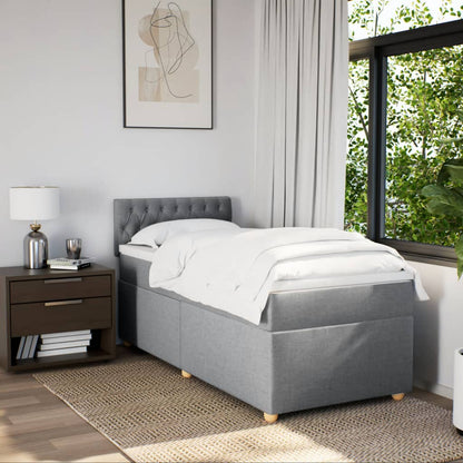 Box Spring Postel S Matrací Textil Světle Šedá