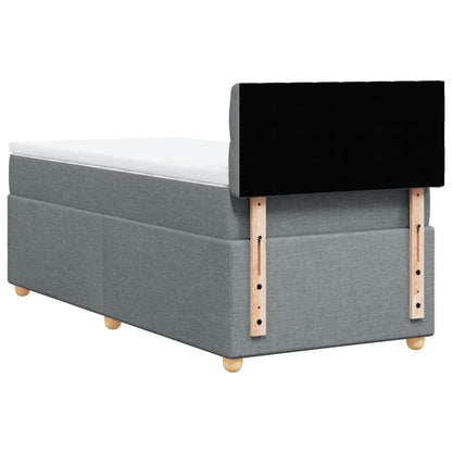 Box Spring Postel S Matrací Textil Světle Šedá