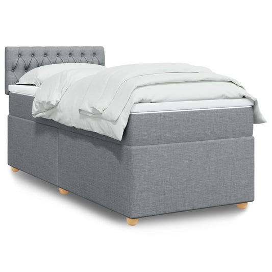 Box Spring Postel S Matrací Textil Světle Šedá