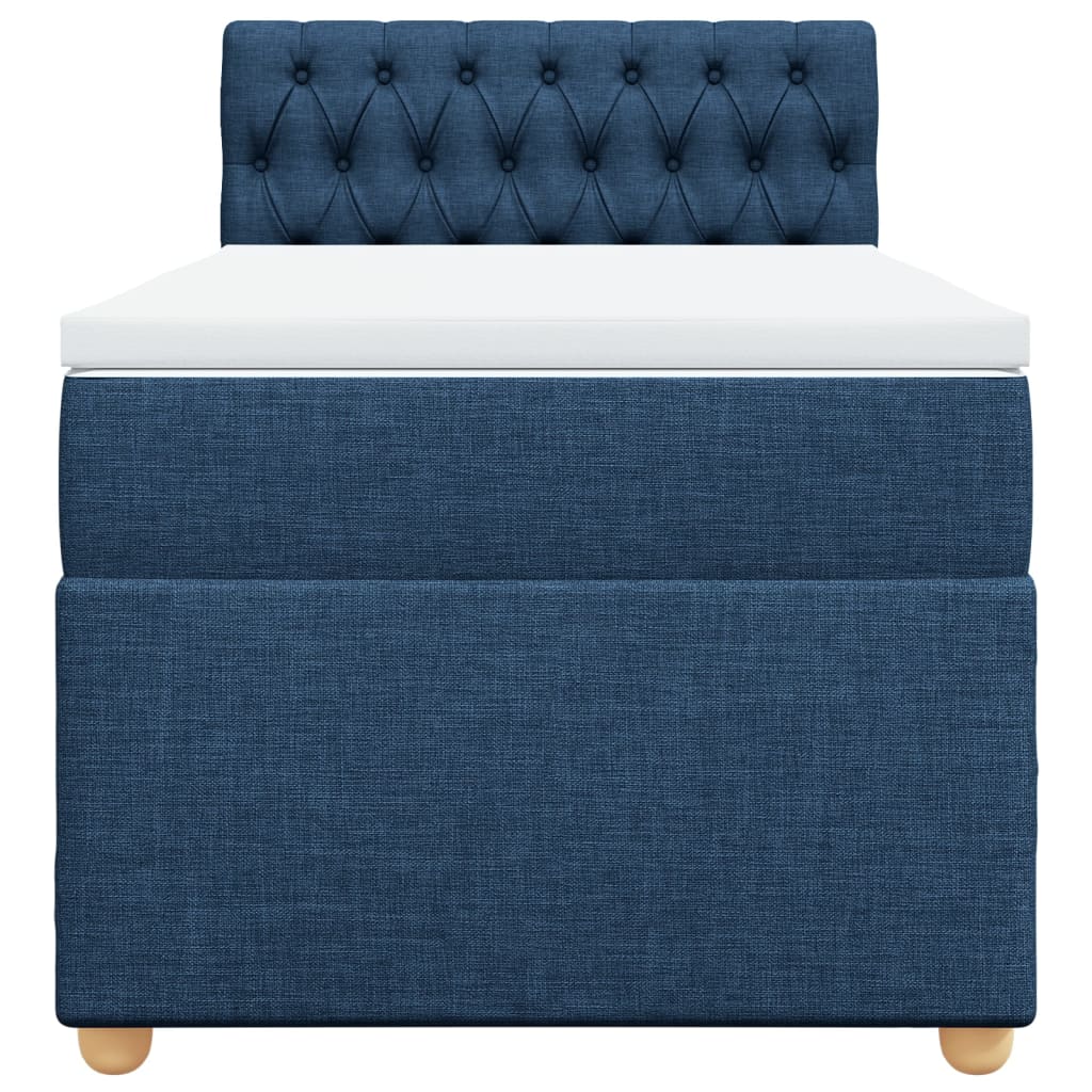 Box Spring Postel S Matrací Textil Modrá