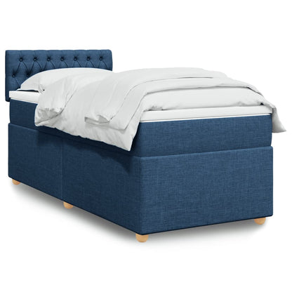 Box Spring Postel S Matrací Textil Modrá