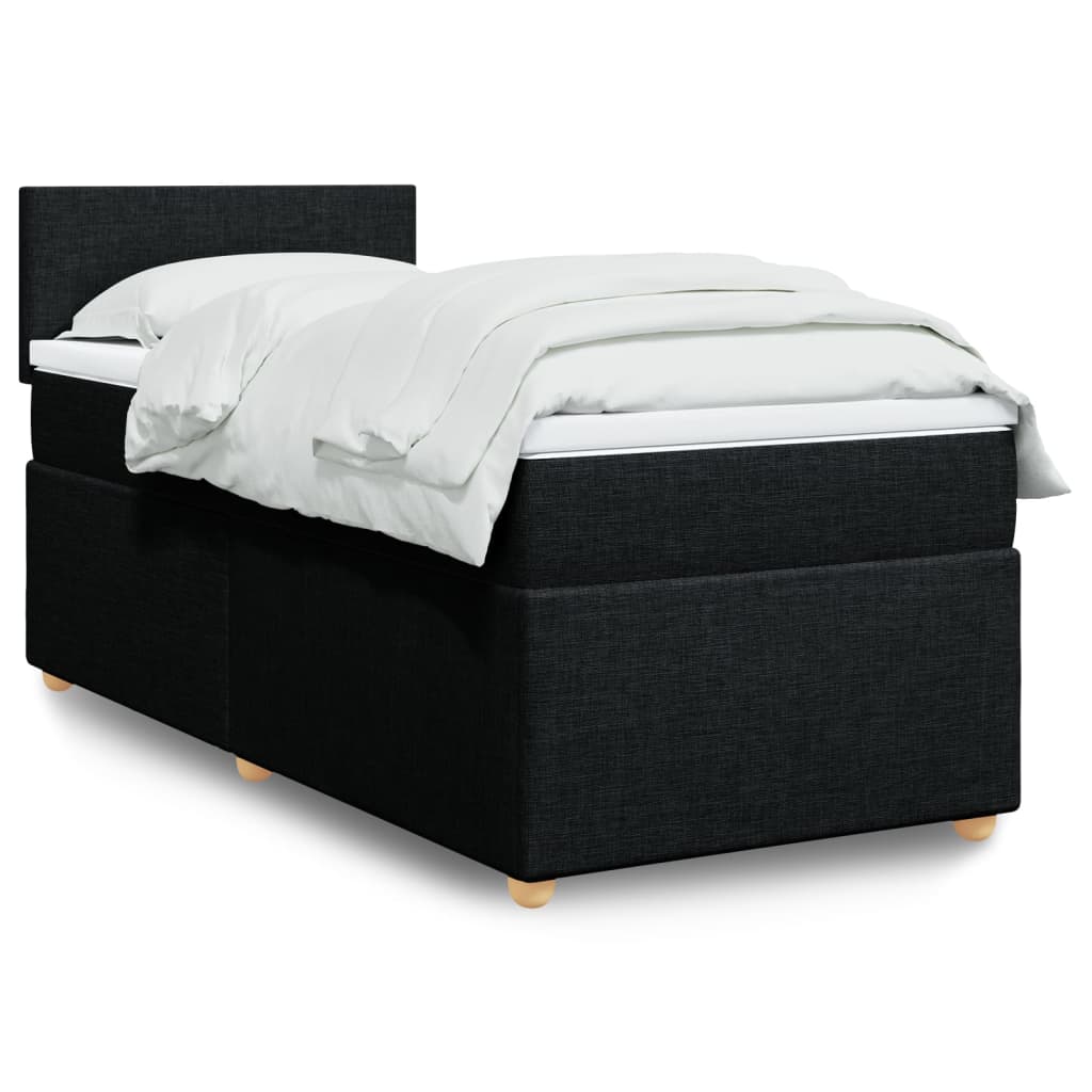 Box Spring Postel S Matrací Černá Textil Černá