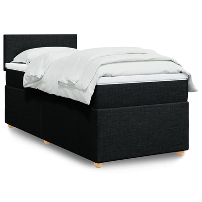 Box Spring Postel S Matrací Černá Textil Černá