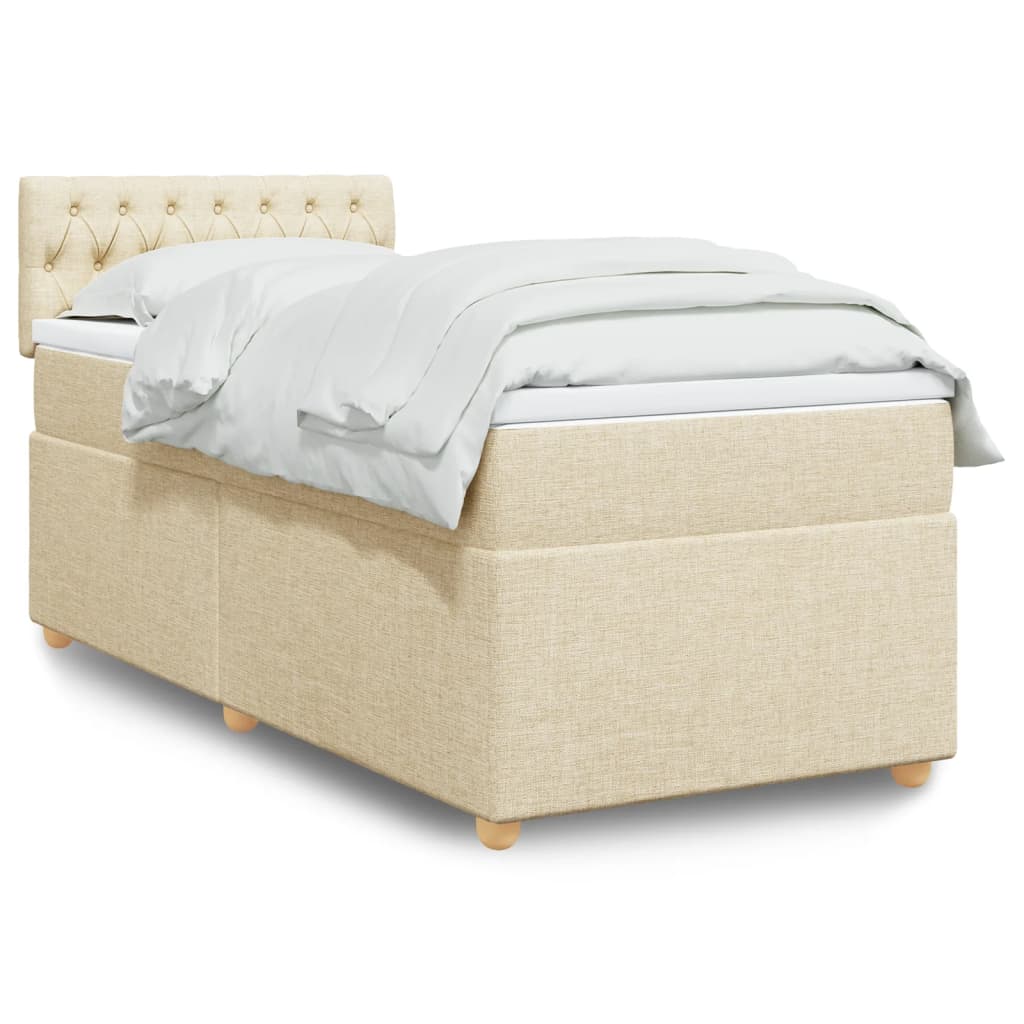Box Spring Postel S Matrací Textil Krémová