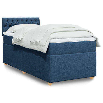 Box Spring Postel S Matrací Textil Modrá