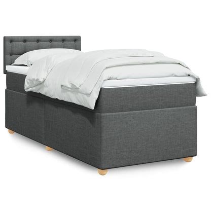 Box Spring Postel S Matrací Textil Tmavě Šedá