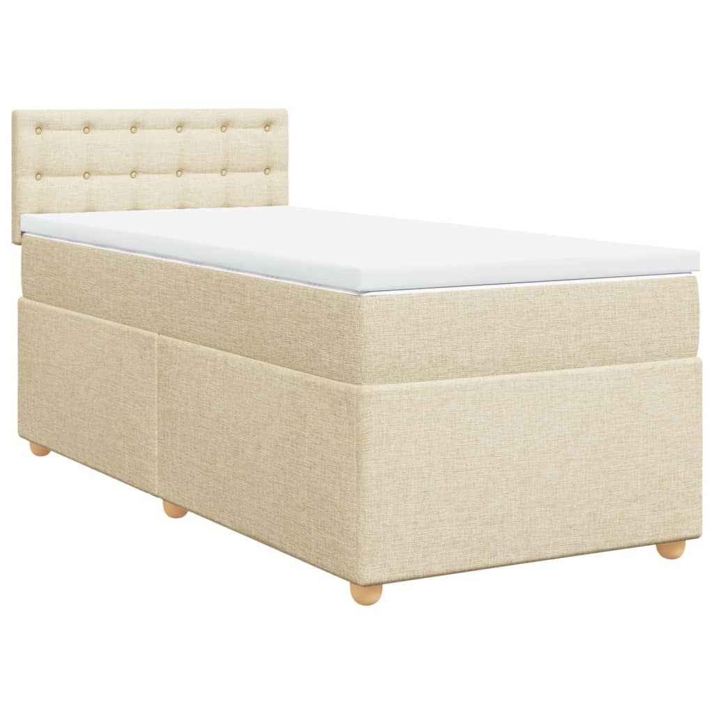 Box Spring Postel S Matrací Textil Krémová