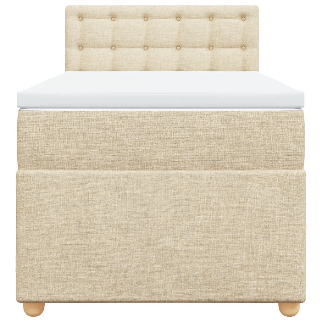 Box Spring Postel S Matrací Textil Krémová