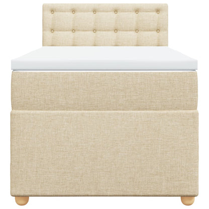 Box Spring Postel S Matrací Textil Krémová