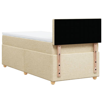 Box Spring Postel S Matrací Textil Krémová