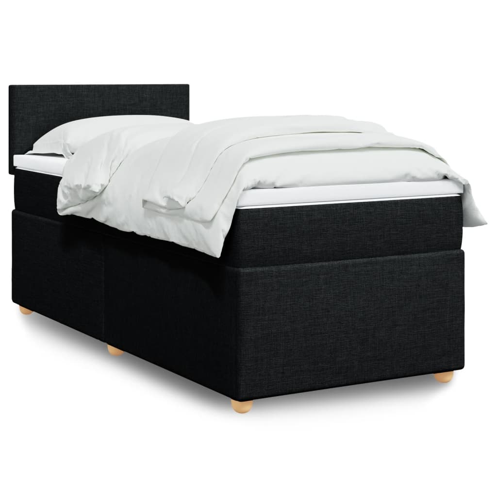 Box Spring Postel S Matrací Černá Textil Černá