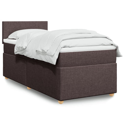 Box Spring Postel S Matrací Textil Tmavě Hnědá
