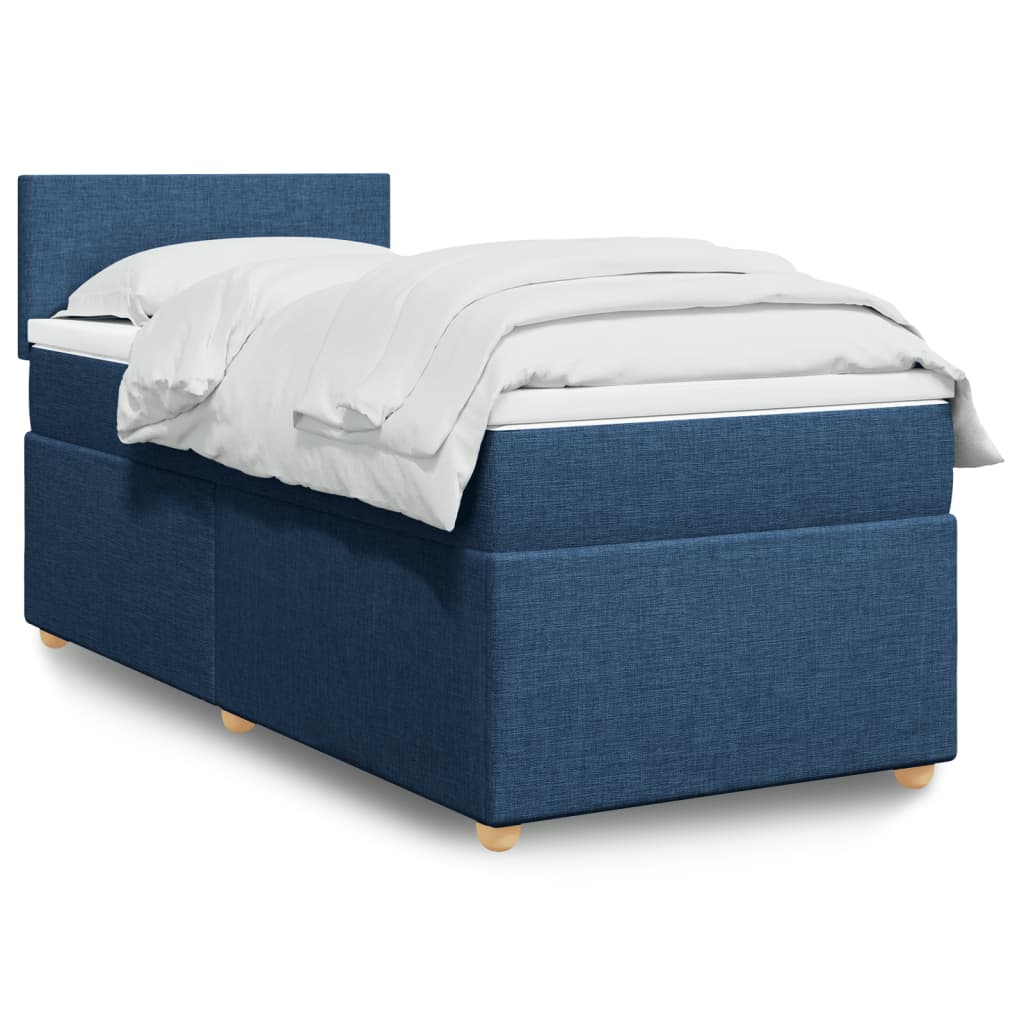 Box Spring Postel S Matrací Textil Modrá