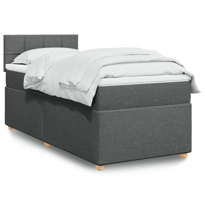 Box Spring Postel S Matrací Textil Tmavě Šedá