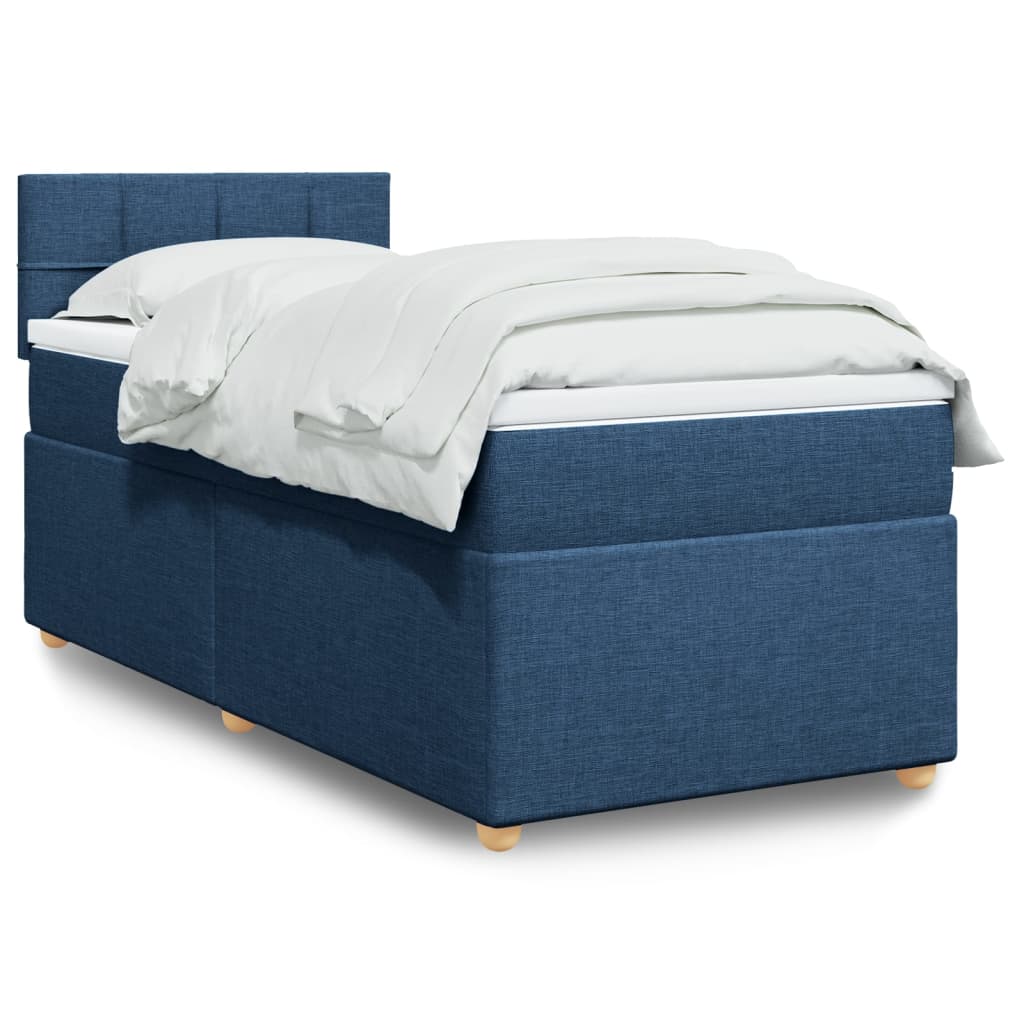 Box Spring Postel S Matrací Textil Modrá