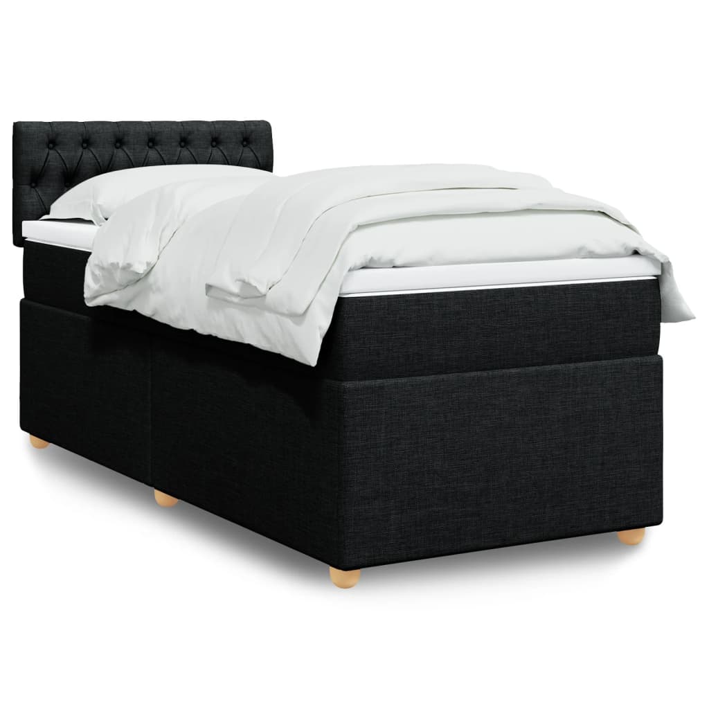 Box Spring Postel S Matrací Černá Textil Černá