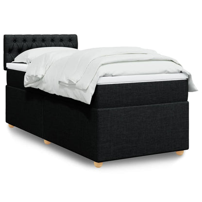 Box Spring Postel S Matrací Černá Textil Černá