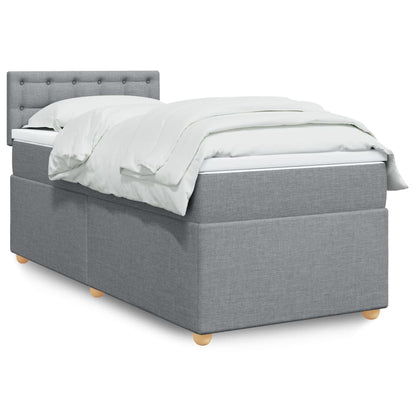 Box Spring Postel S Matrací Textil Světle Šedá